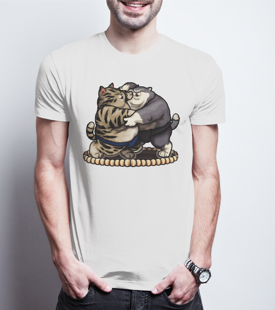 Sumo Wrestling Cats Battling In Traditional Ring T-Shirt
