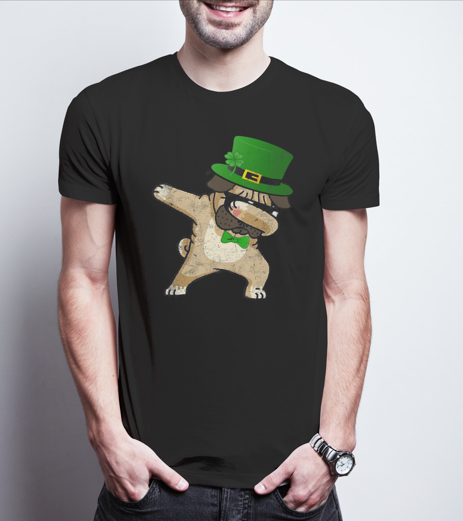 Dabbing Pug With Green Hat For St. Patrick's Day T-Shirt