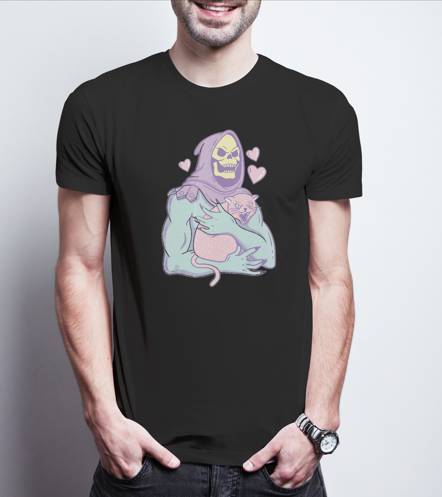 Bones Love Cat Cool Hearts Emojii T-Shirt