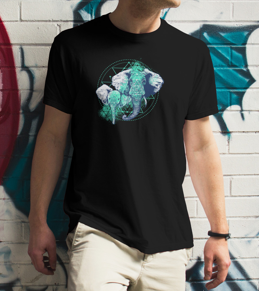 Magic Elephant Geometric Triangles T-Shirt