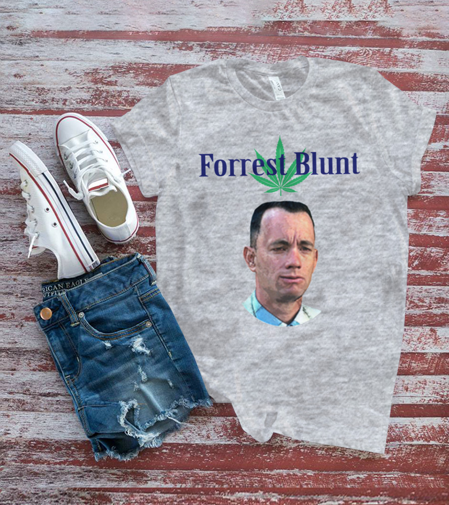 Forrest Blunt Tom Hanks Movie Mashup With Cannabis Leaf T-Shirt