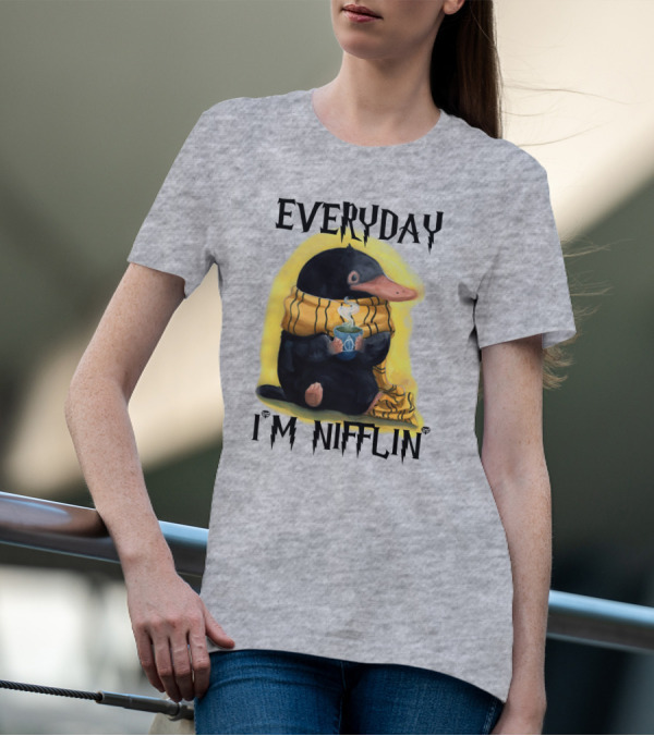 Everyday I'm Nifflin' Magical Creature With Scarf And Tea Cup T-Shirt