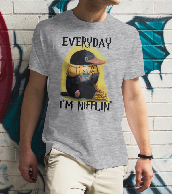 Everyday I'm Nifflin' Magical Creature With Scarf And Tea Cup T-Shirt