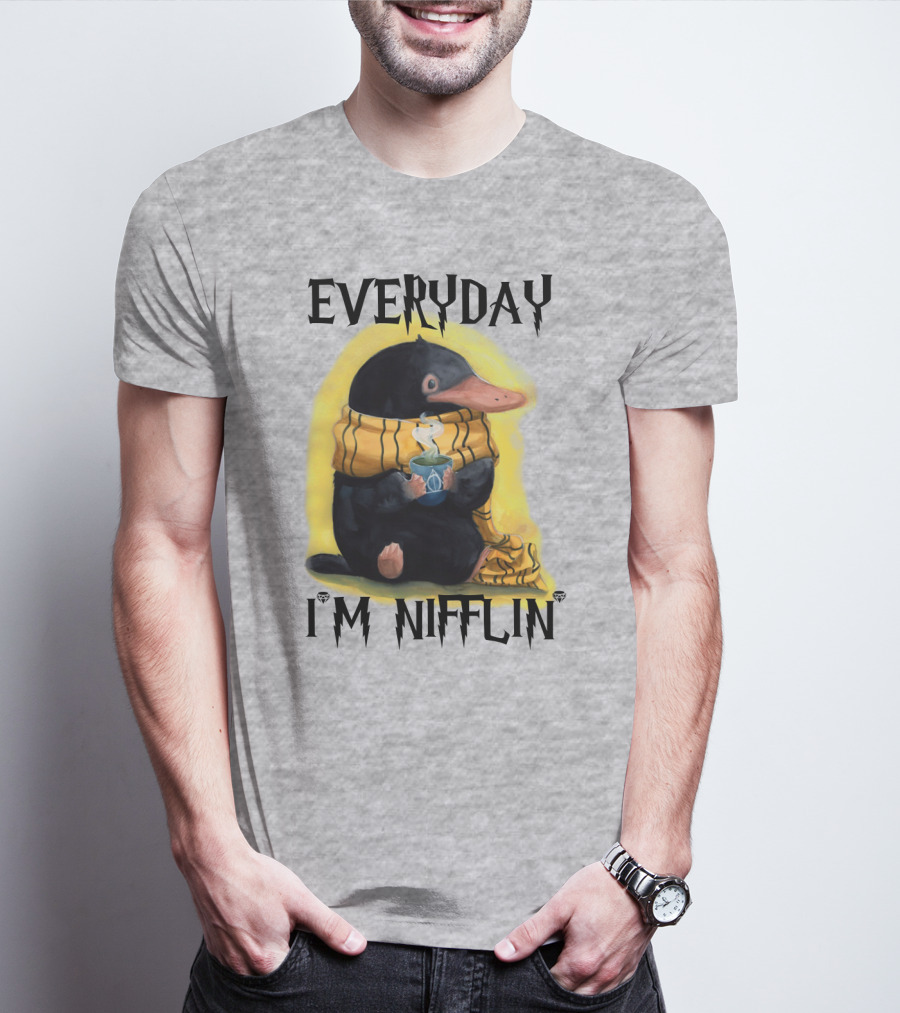 Everyday I'm Nifflin' Magical Creature With Scarf And Tea Cup T-Shirt