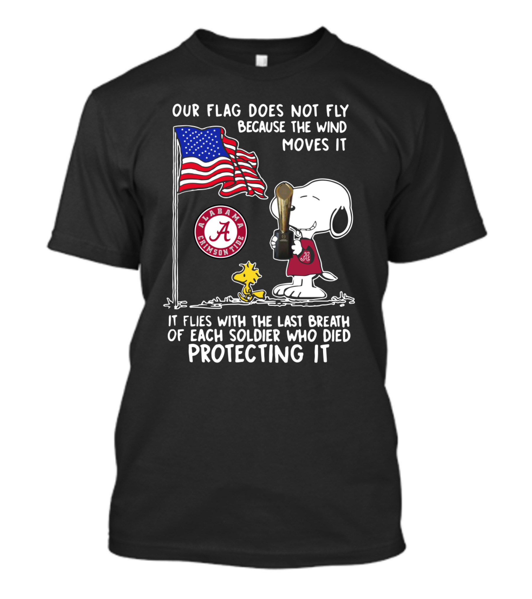 Alabama Crimson Tide Snoopy Woodstock Flag Tribute Soldier Sacrifice T-Shirt