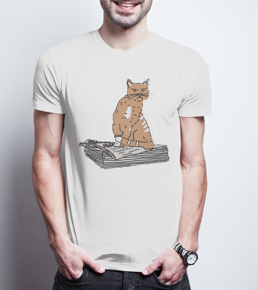 New York Post Cat On Newspaper Stack T-Shirt