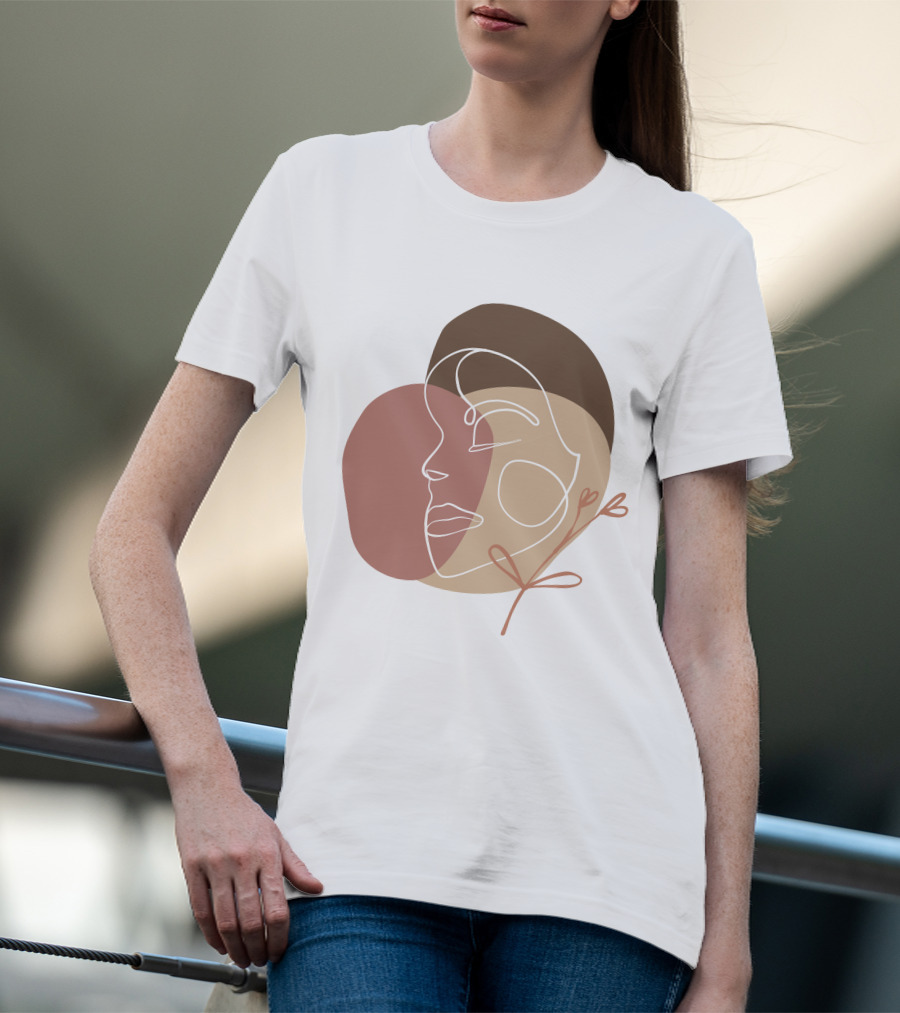 Line Art Woman Face Beauty Minimalist Abstract Linear Profile T-Shirt