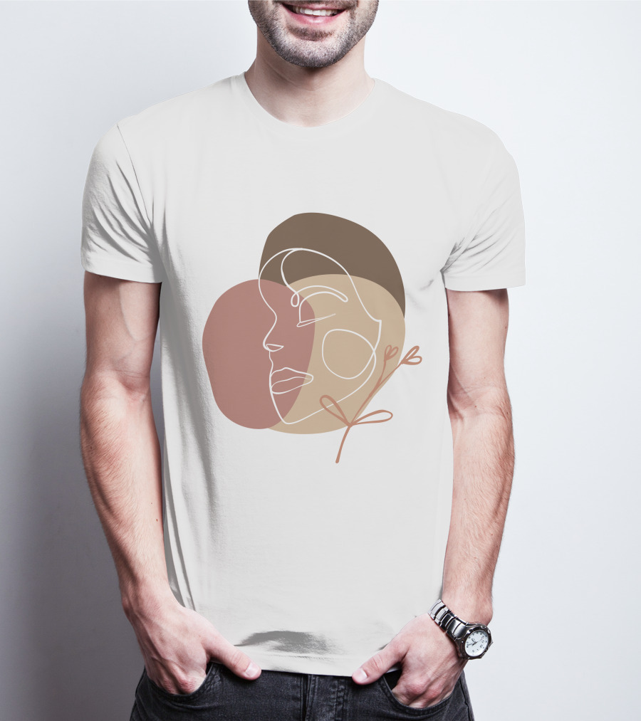 Line Art Woman Face Beauty Minimalist Abstract Linear Profile T-Shirt