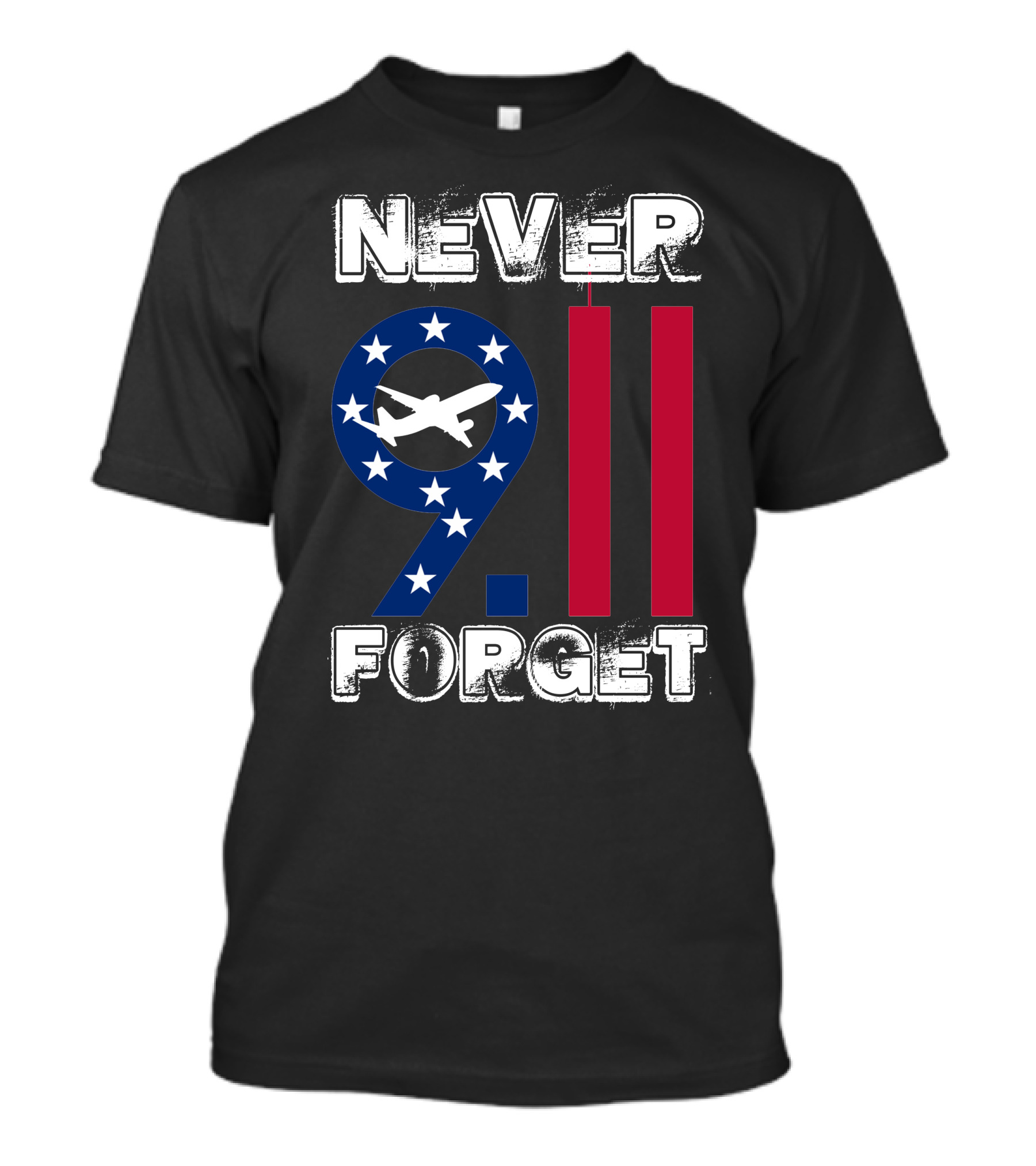 911 Never Forget 9.11 Memorial Remembrance With Stars And Airplane T-Shirt