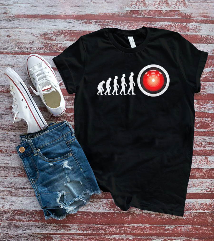 Human Evolution To HAL 9000 AI 2001 Space Odyssey Humor T-Shirt
