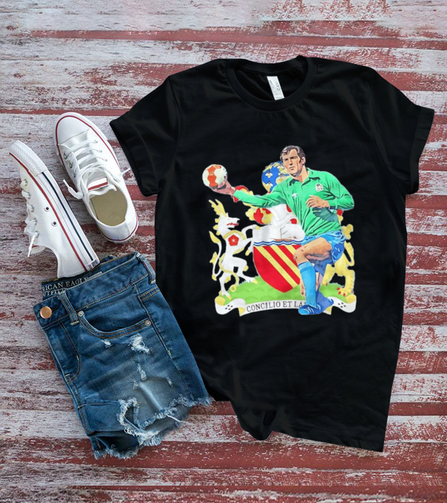 Joe Corrigan Manchester City Goalkeeper Concilio Et Labore Crest T-Shirt