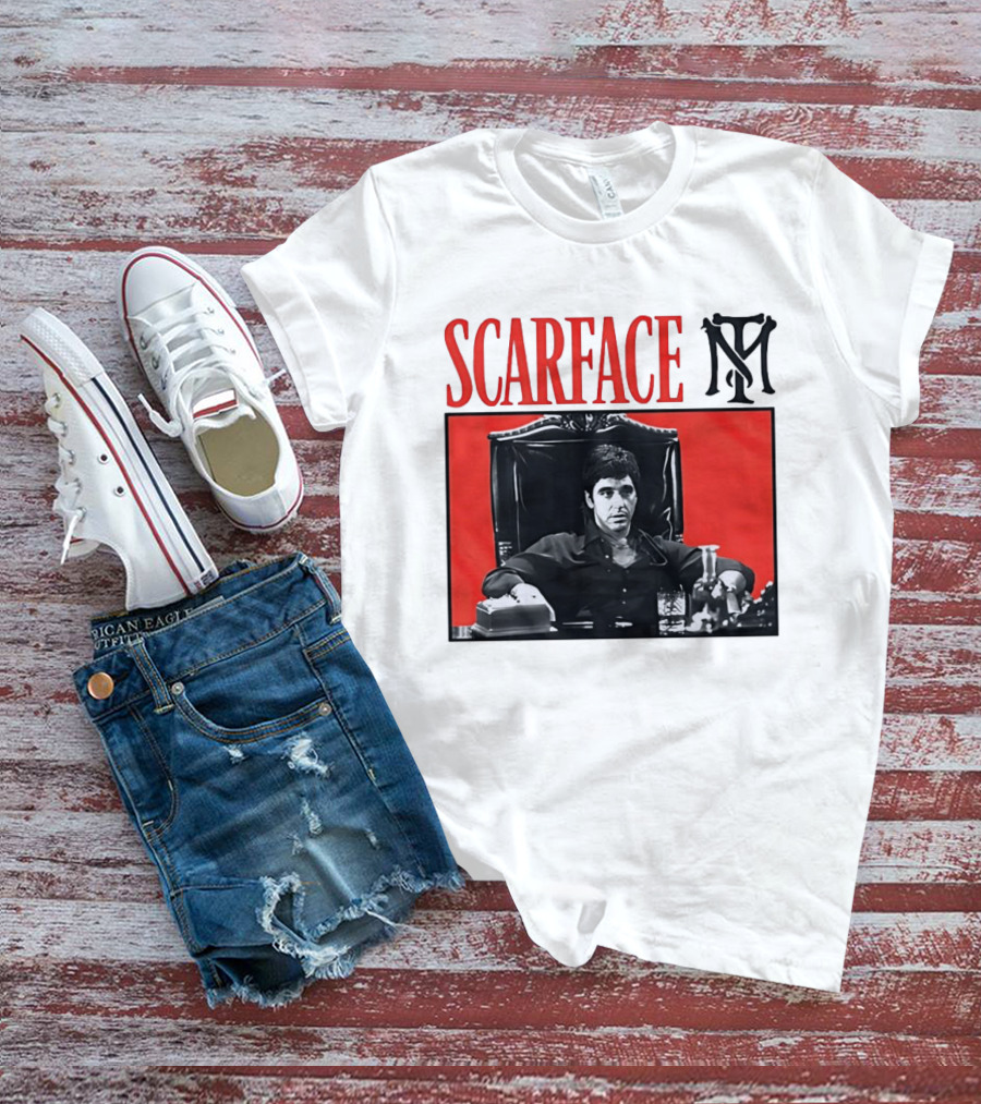 Scarface Tony Montana Al Pacino Iconic Scene Red T-Shirt