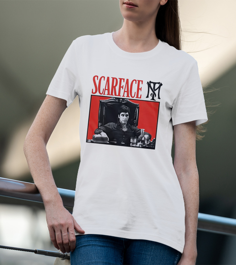 Scarface Tony Montana Al Pacino Iconic Scene Red T-Shirt