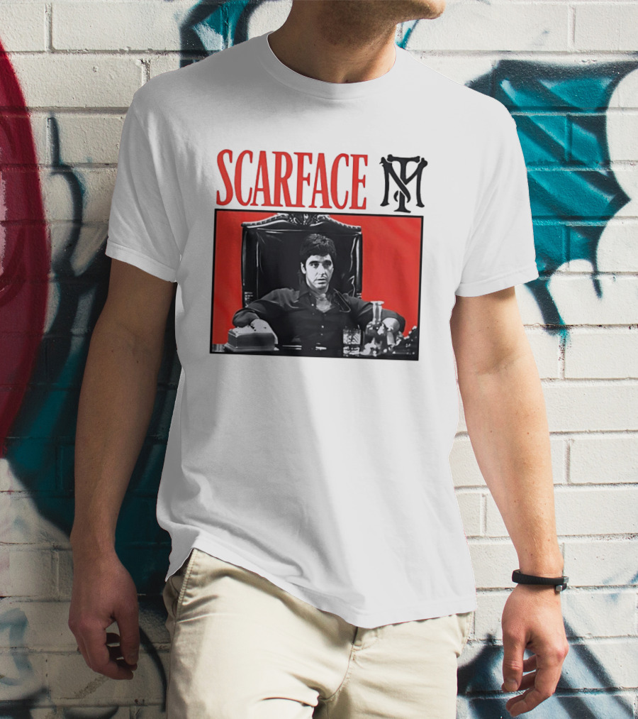 Scarface Tony Montana Al Pacino Iconic Scene Red T-Shirt