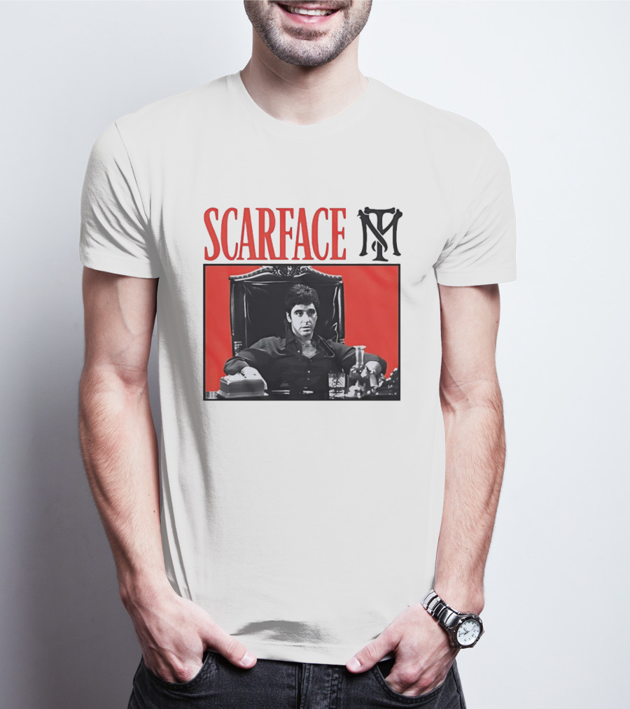 Scarface Tony Montana Al Pacino Iconic Scene Red T-Shirt