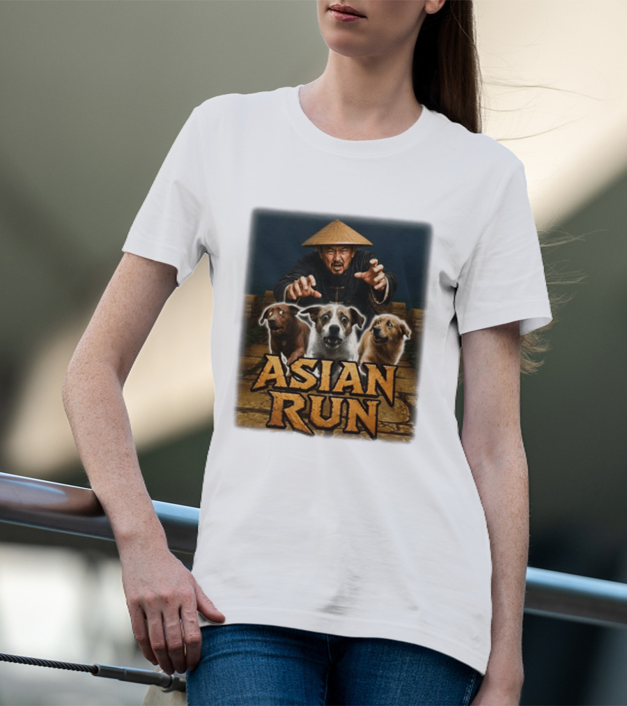 Asian Run Dogs With Traditional Hat Man T-Shirt
