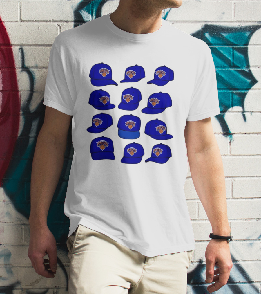 New York Knicks Blue Caps Collection With Iconic Basketball Team T-Shirt