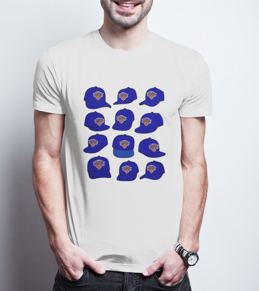 New York Knicks Blue Caps Collection With Iconic Basketball Team T-Shirt