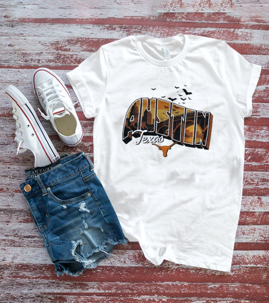 Austin Texas Longhorns Cityscape Greetings T-Shirt