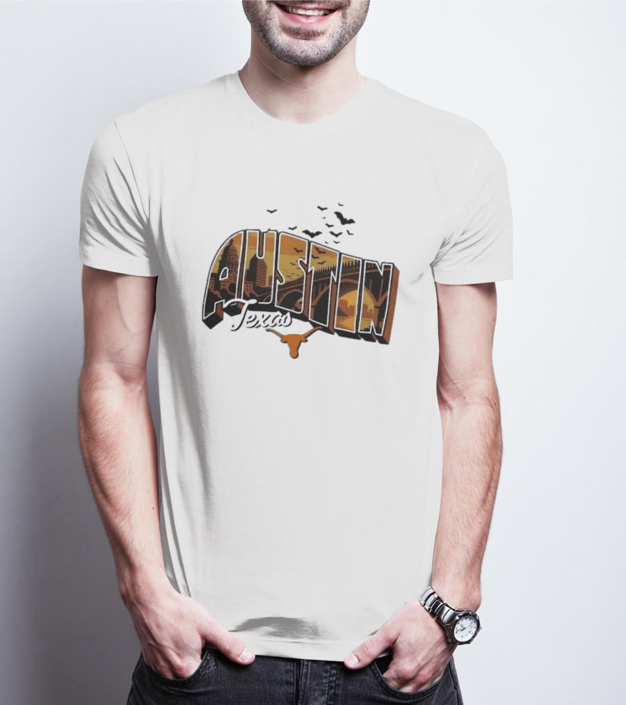 Austin Texas Longhorns Cityscape Greetings T-Shirt