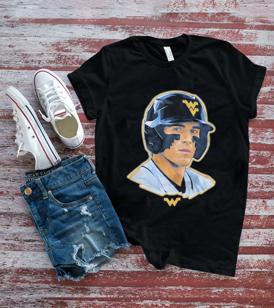 West Virginia Baseball Player Helmet WV T-Shirt