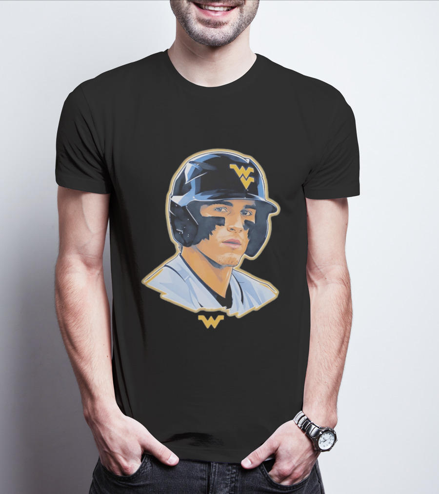 West Virginia Baseball Player Helmet WV T-Shirt