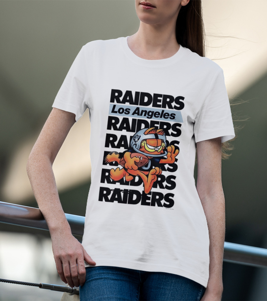 Los Angeles Raiders Orange Cat Football Helmet Running T-Shirt