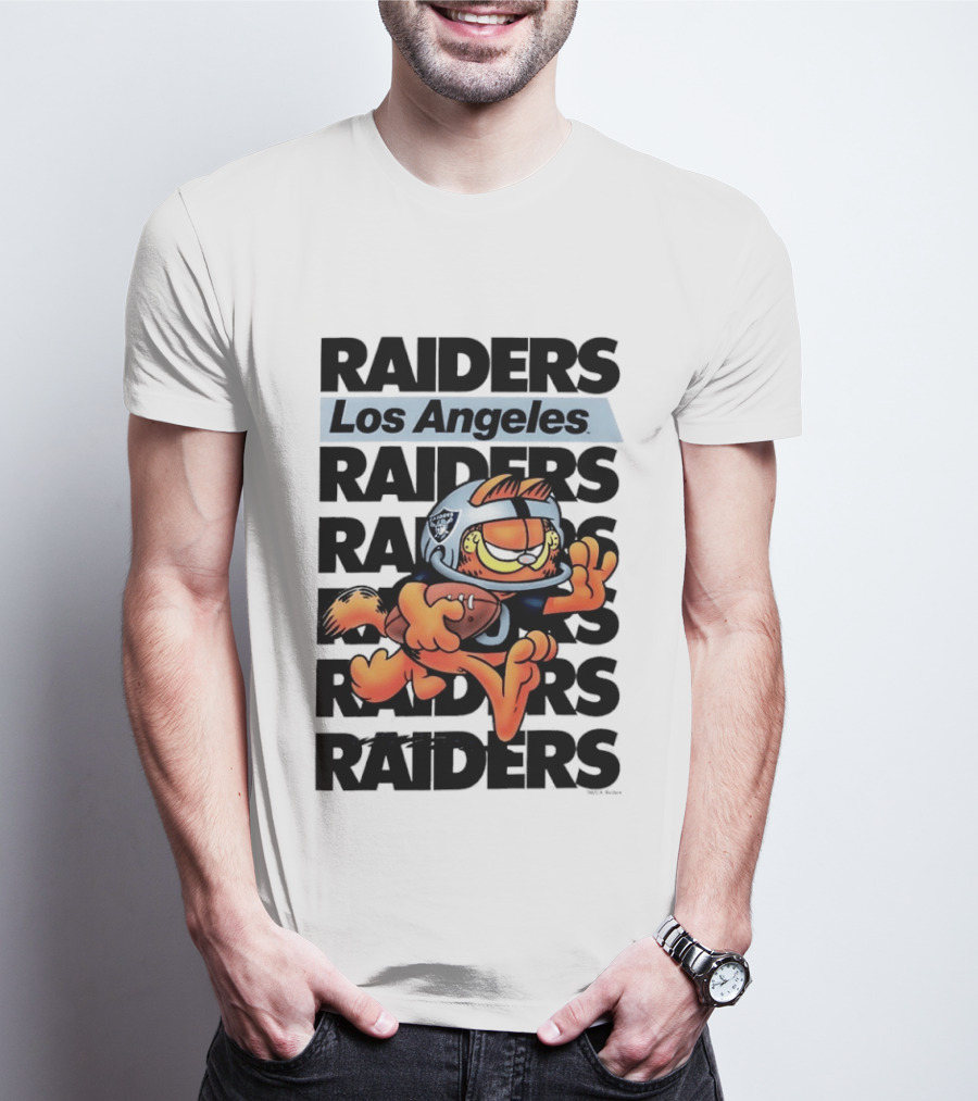 Los Angeles Raiders Orange Cat Football Helmet Running T-Shirt