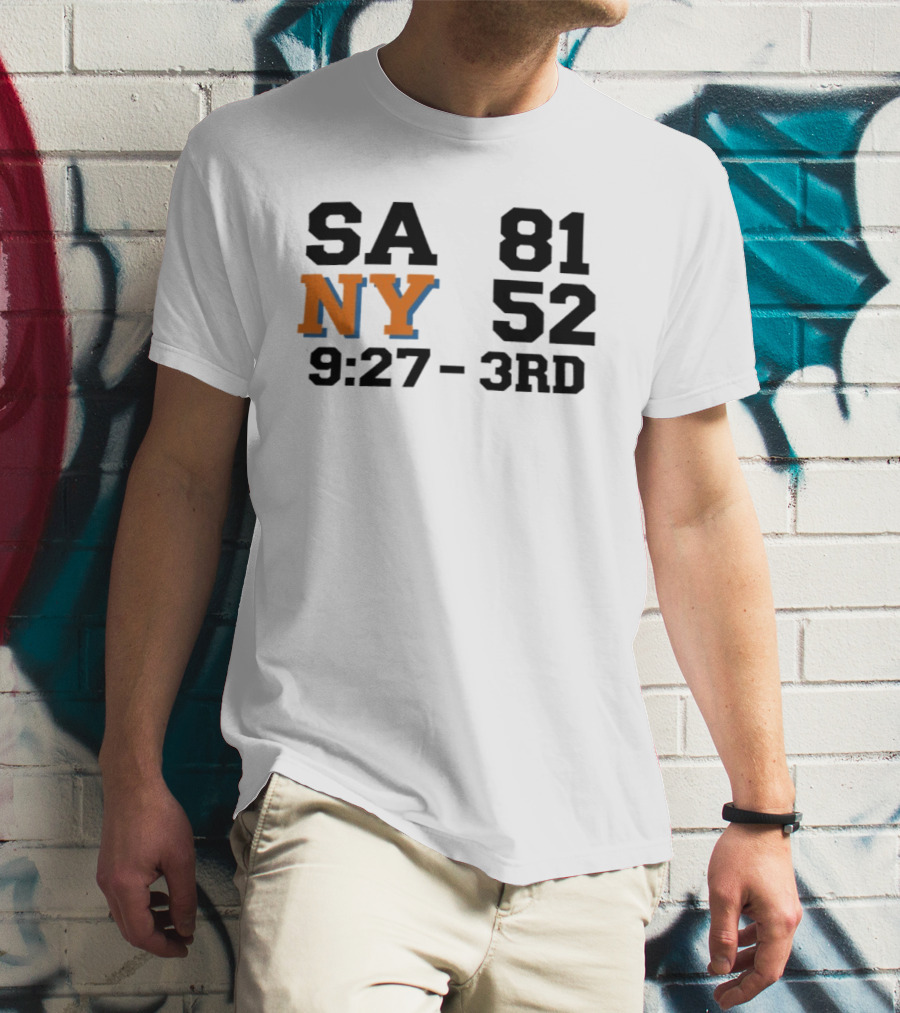 SA 81 NY 52 9:27 3rd Quarter Scoreboard T-Shirt