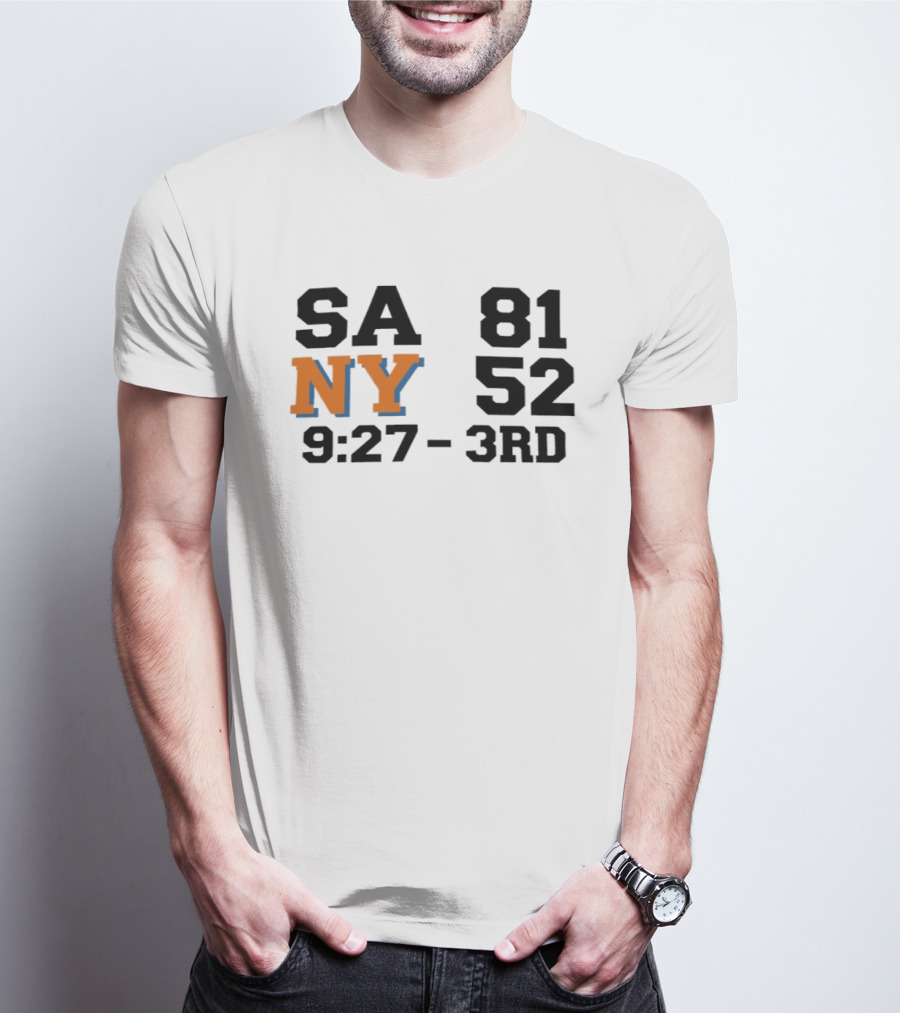 SA 81 NY 52 9:27 3rd Quarter Scoreboard T-Shirt