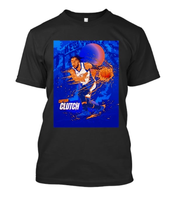New York Knicks Captain Clutch Jalen Brunson Basketball Flames 2026 T-Shirt