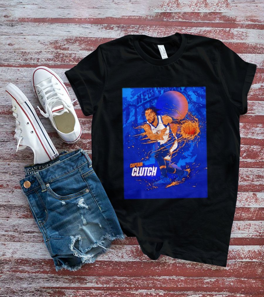 New York Knicks Captain Clutch Jalen Brunson Basketball Flames 2026 T-Shirt