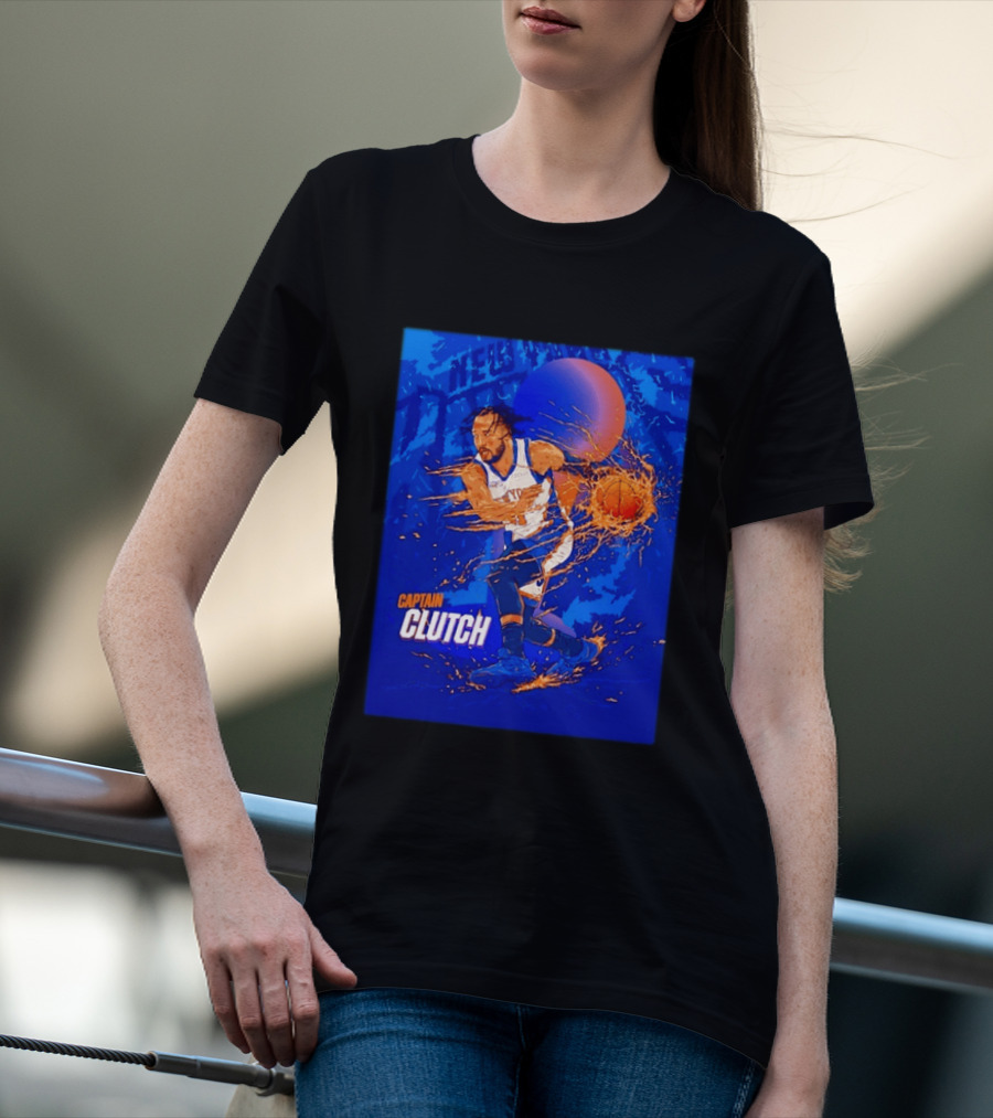 New York Knicks Captain Clutch Jalen Brunson Basketball Flames 2026 T-Shirt