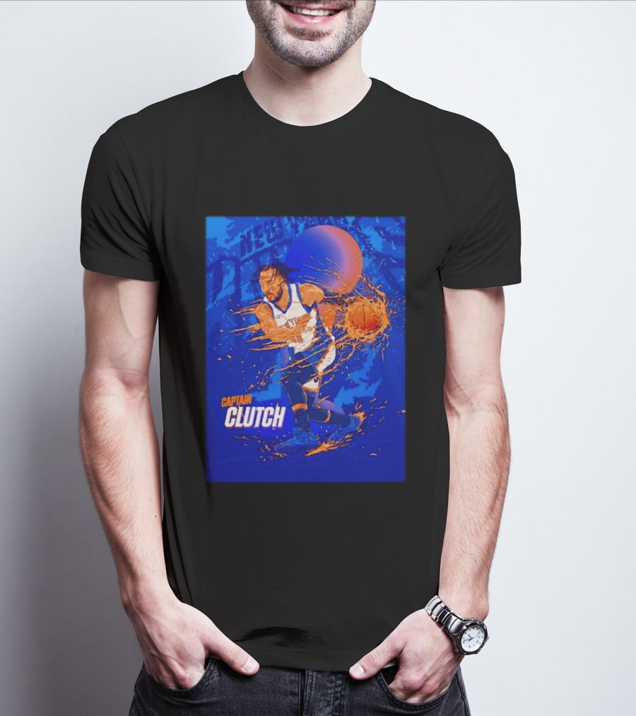New York Knicks Captain Clutch Jalen Brunson Basketball Flames 2026 T-Shirt