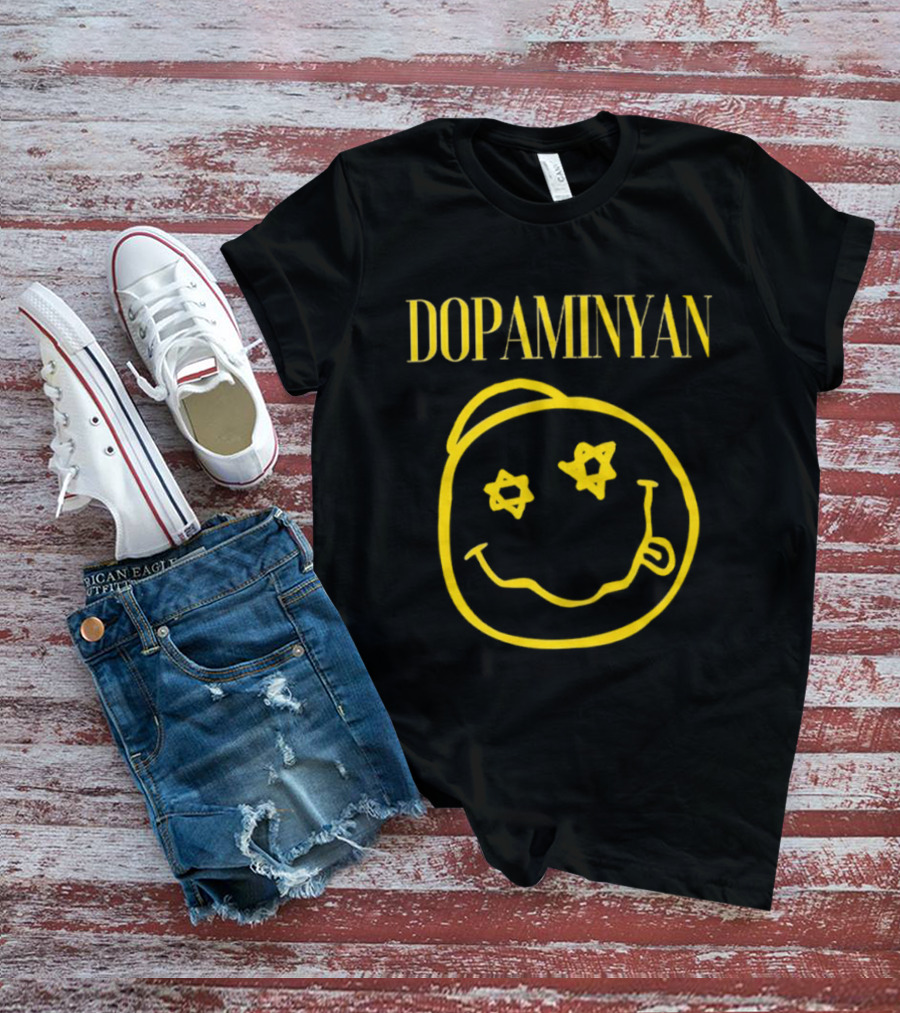Dopaminyan Star Eyed Smiley Face Yellow T-Shirt