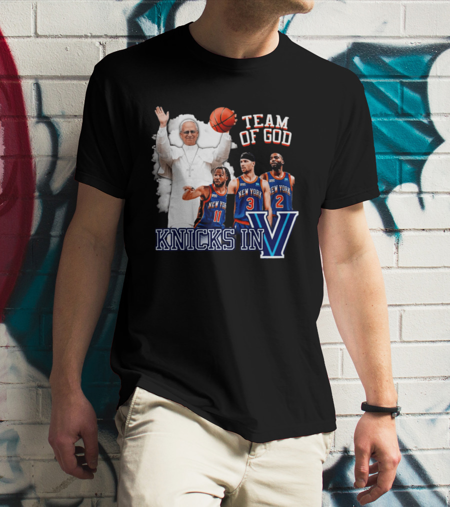 Team Of God Pope Leo XIV Knicks In Five Basketball Fun T-Shirt