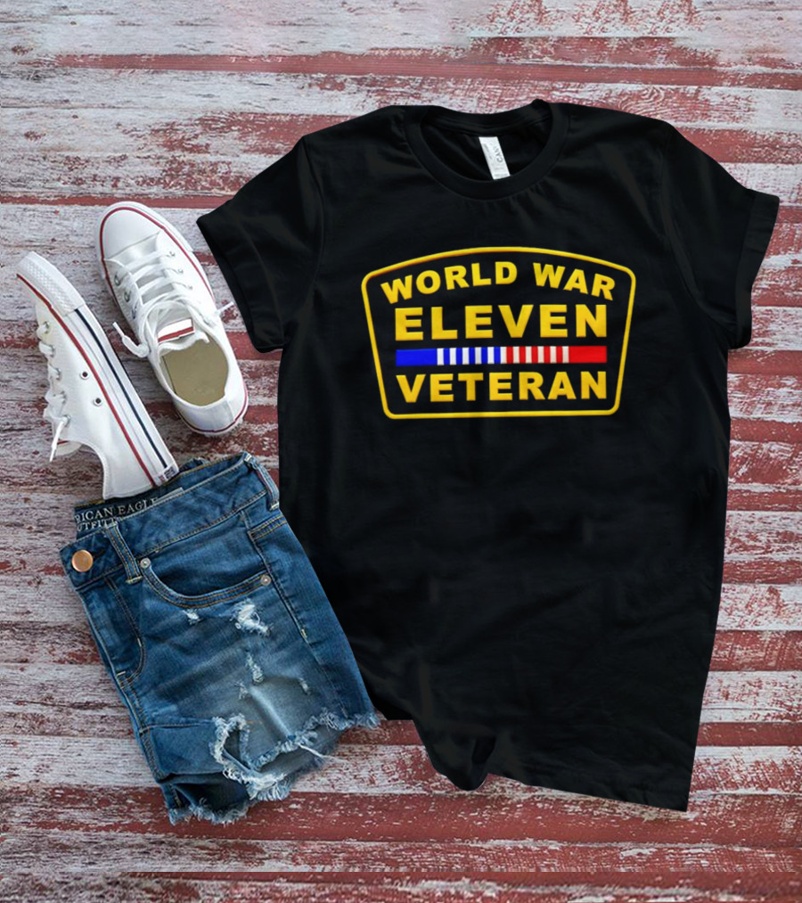 World War Eleven Veteran Patch Style Yellow Black Red Blue T-Shirt