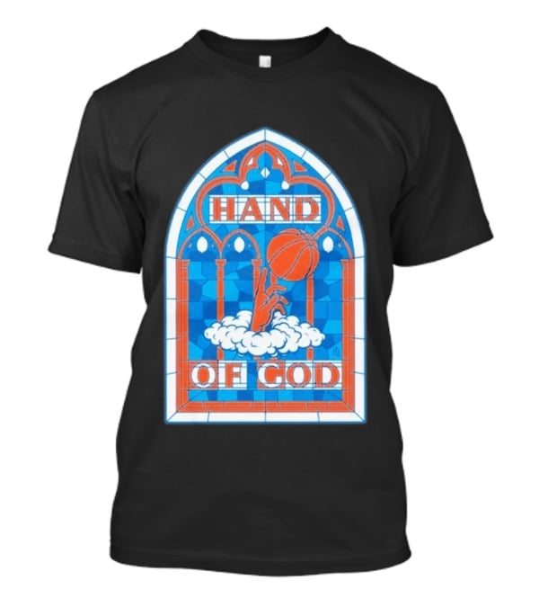 New York Knicks Basketball Stained Glass Hand Of God T-Shirt