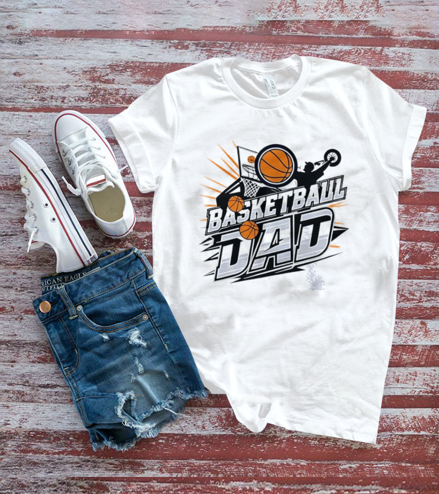 Basketball Dad Flying Ball Action Hoop T-Shirt