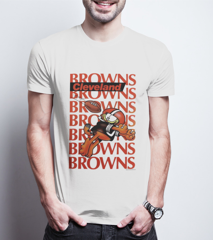 Browns Football Cleveland Orange Cat Kicking Touchdown T-Shirt