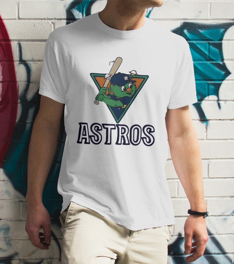 Orbit Houston Astros With Saturn Rings Baseball Bat Triangle T-Shirt