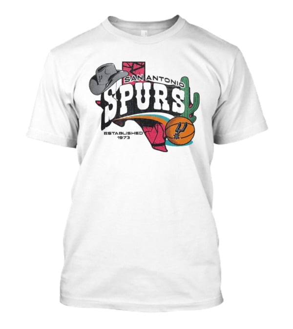 San Antonio Spurs Established 1973 Texas Cowboy Hat Cactus Basketball Team T-Shirt