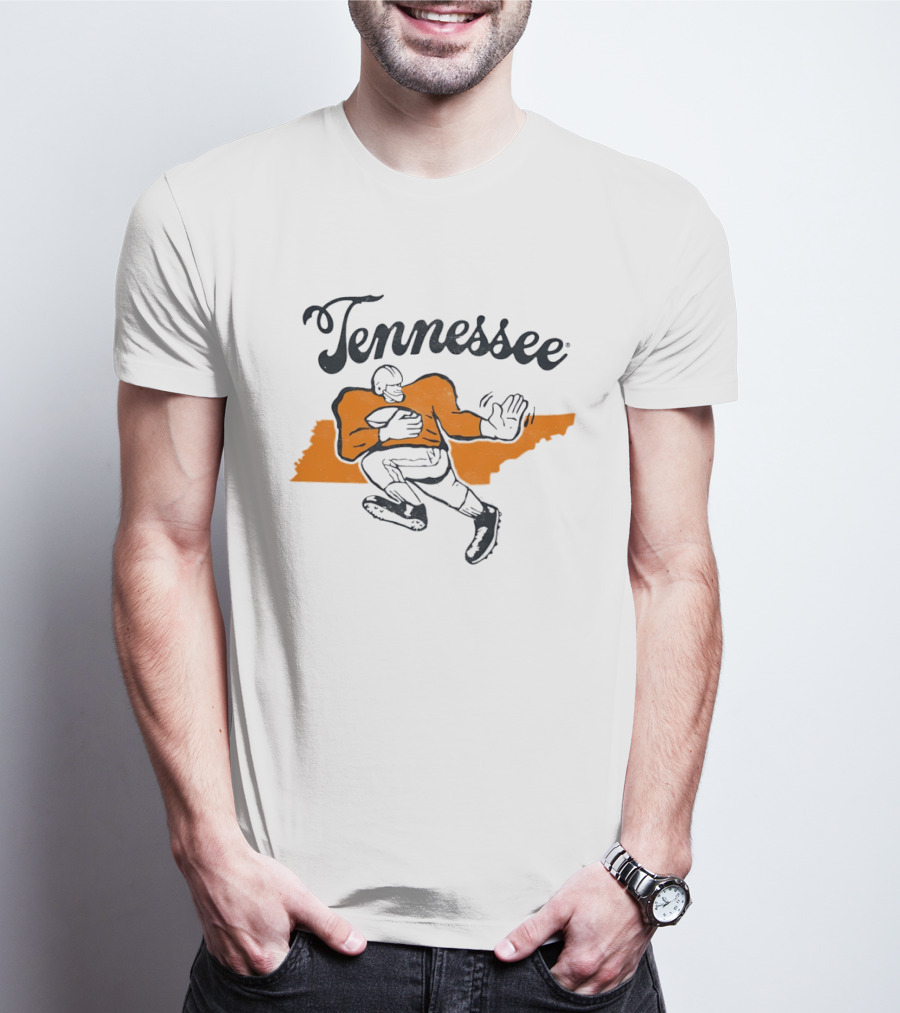 Tennessee Football Map Vintage Style Football Player T-Shirt