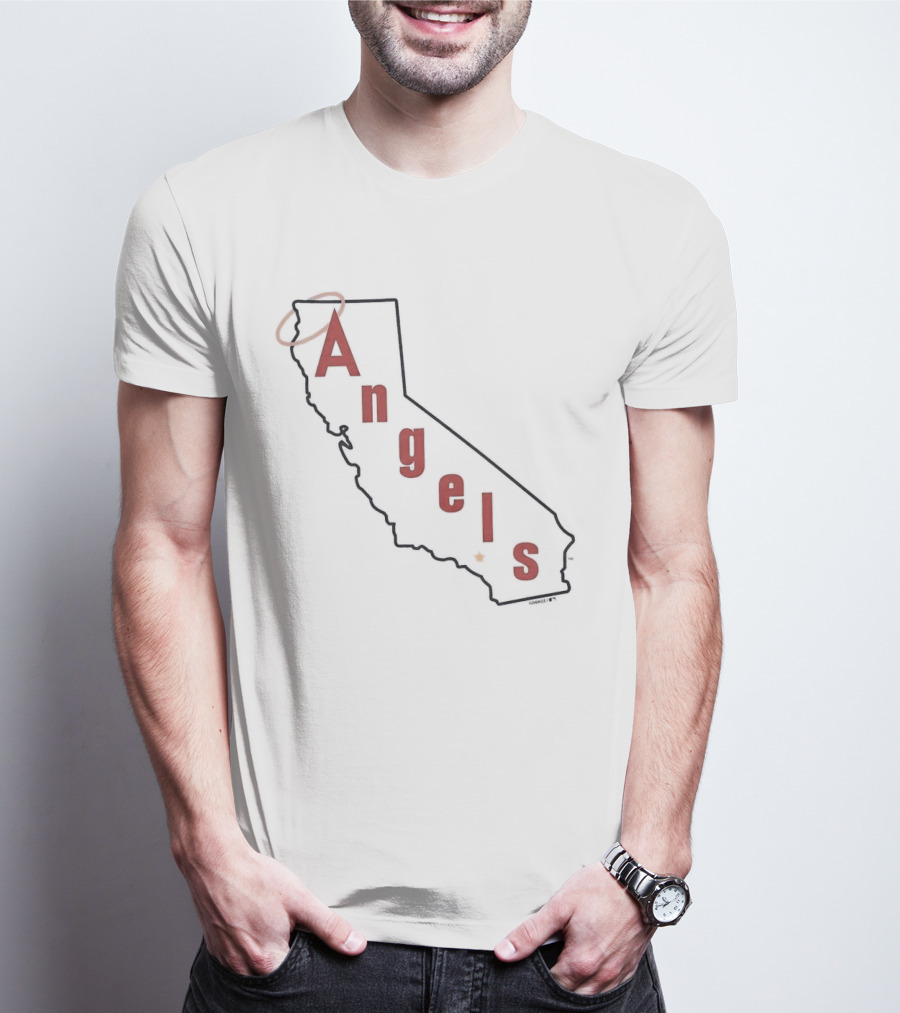 California Angels Script Los Angeles Outline With Halo T-Shirt