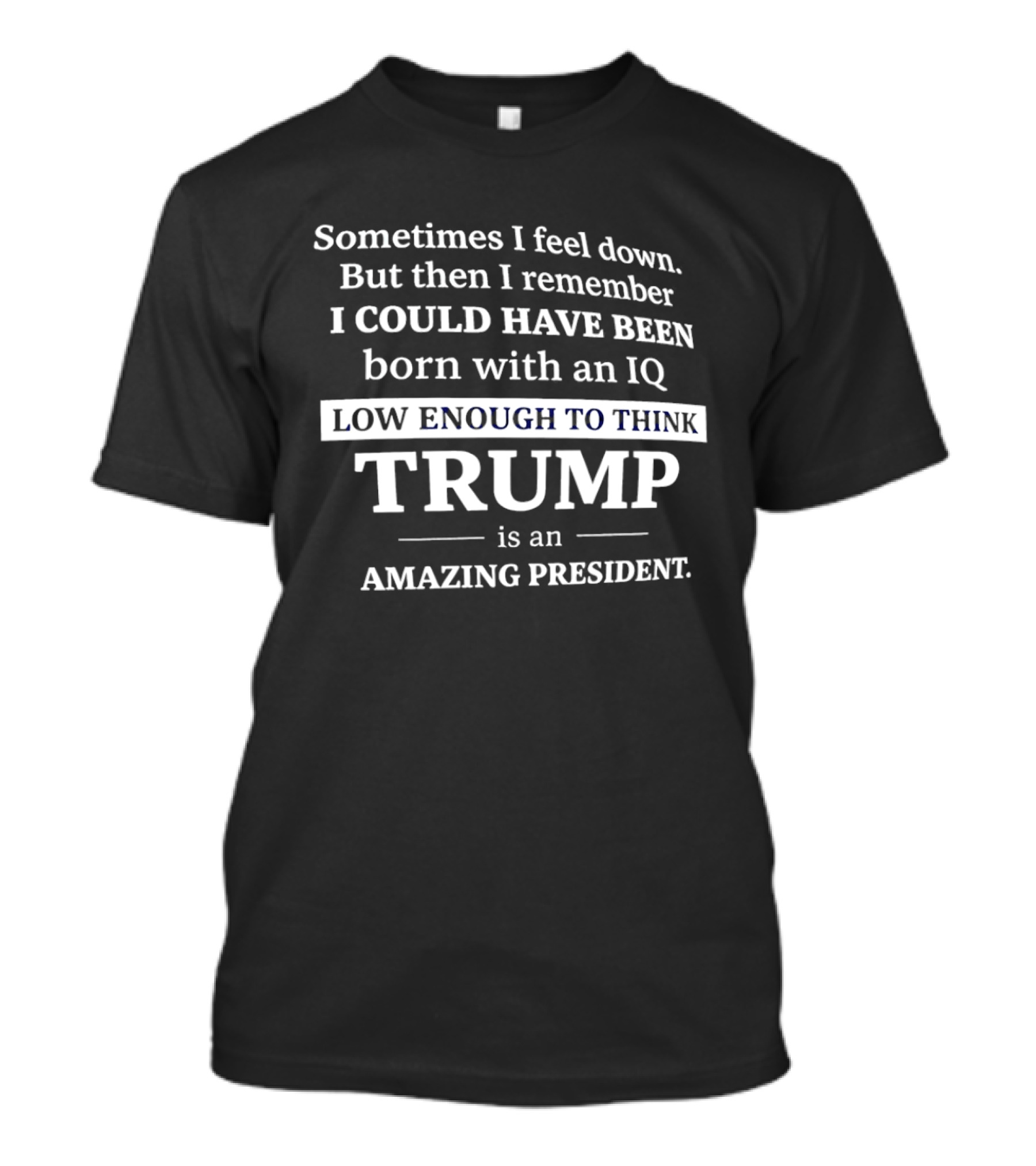 Sometimes I Feel Down But Then I Remember I Could Have Been Born With An IQ Low Enough To Think Trump Is An Amazing President T-Shirt
