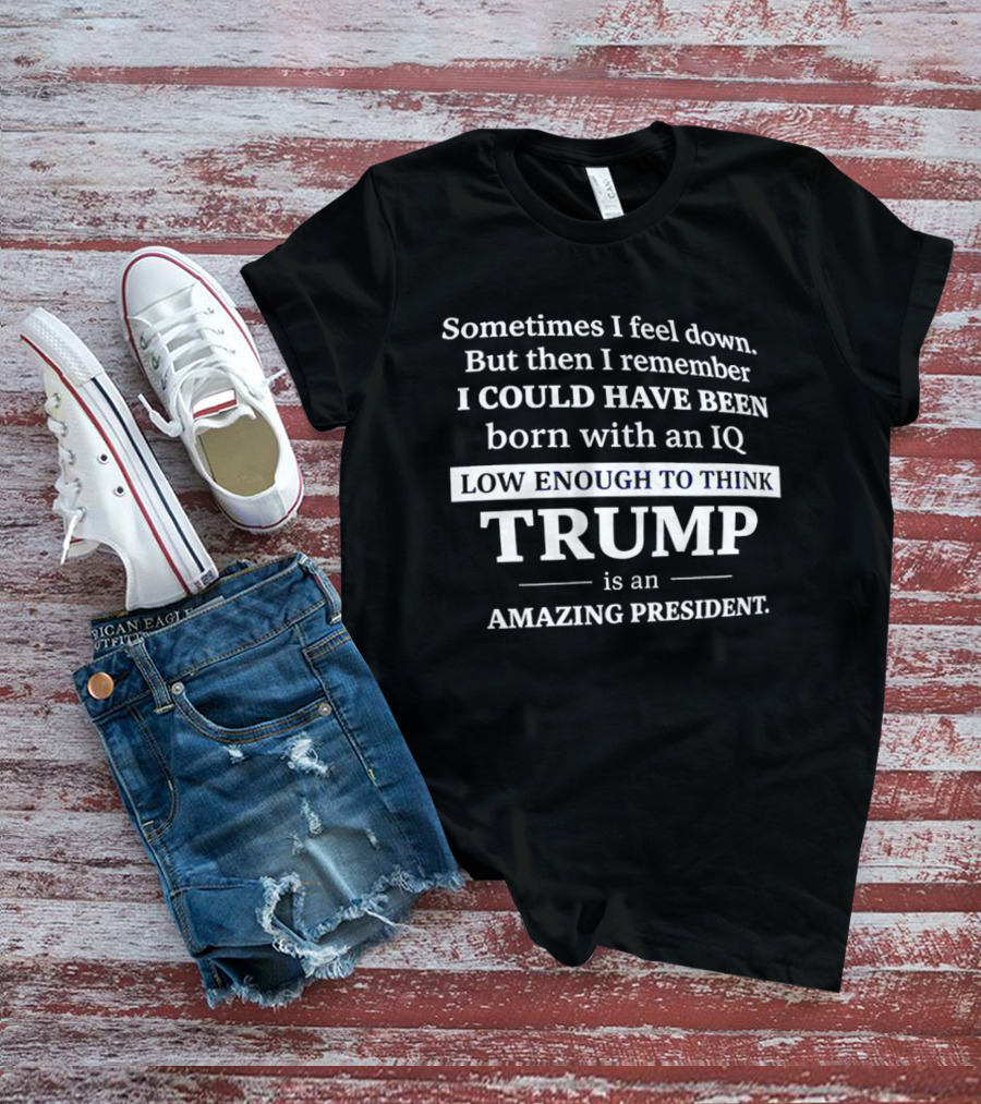Sometimes I Feel Down But Then I Remember I Could Have Been Born With An IQ Low Enough To Think Trump Is An Amazing President T-Shirt