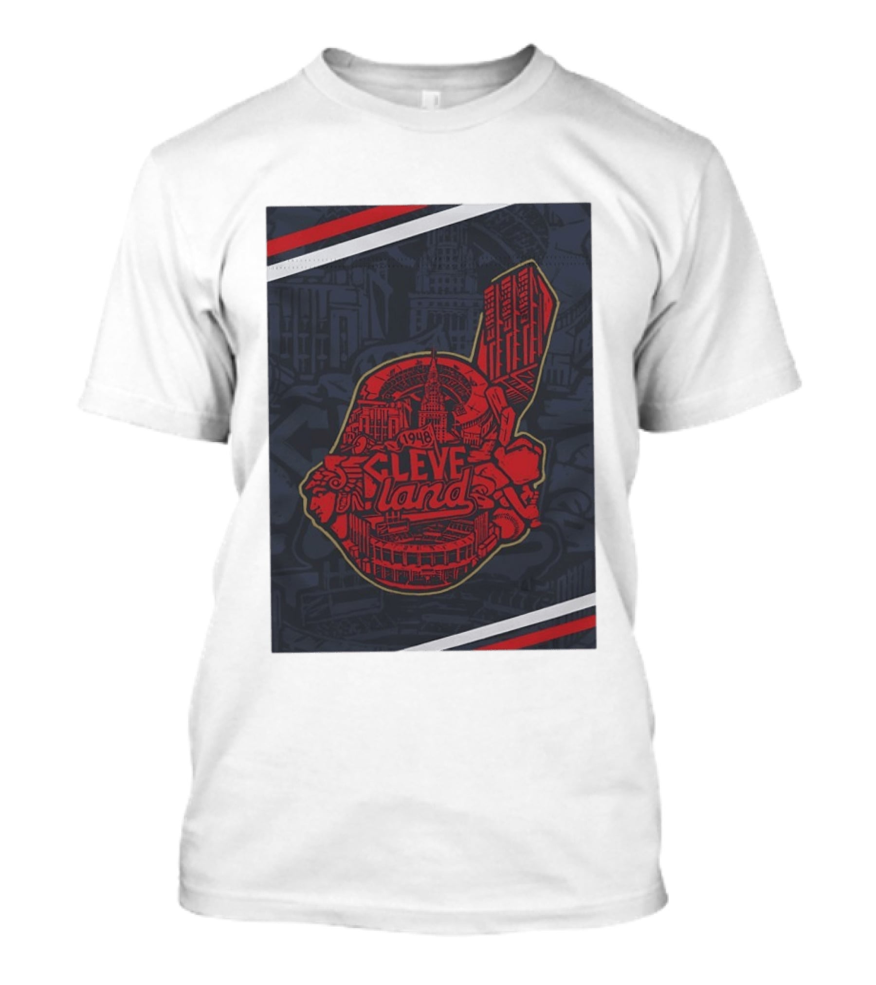 Cleveland 1948 Baseball Team City Mosaic Landmark Collage T-Shirt
