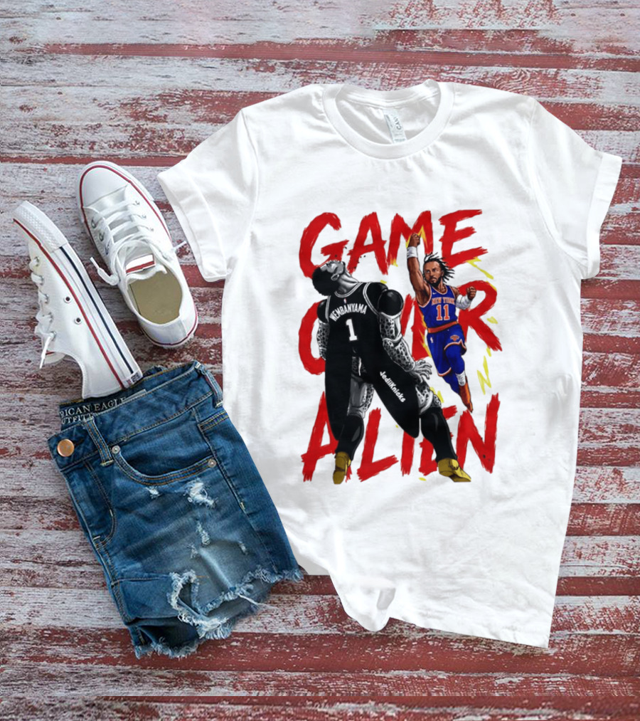 Game Over Alien Wembanyama Vs Jalen Gohan Brunson Knicks T-Shirt