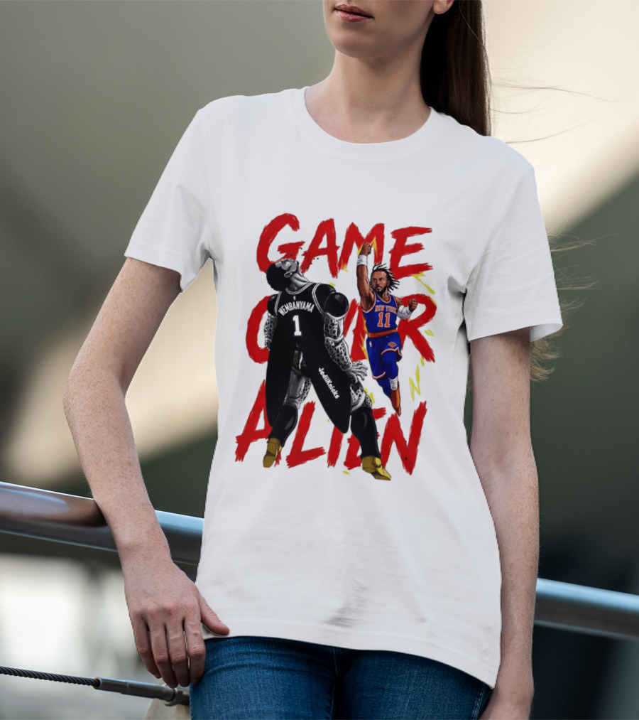 Game Over Alien Wembanyama Vs Jalen Gohan Brunson Knicks T-Shirt