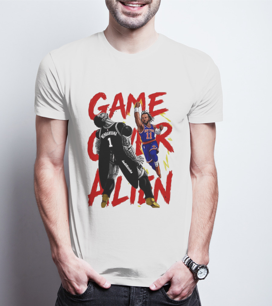 Game Over Alien Wembanyama Vs Jalen Gohan Brunson Knicks T-Shirt